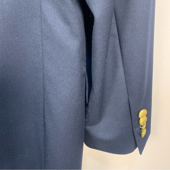 Brooks Brothers “346” Gold Button Navy Blue Wool Logo Sports Blazer Coat Jacket - Picture 12 of 15